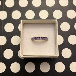 Genuine Natural Amethyst Channel Set Ring 925